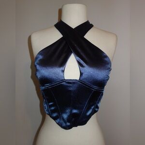 Satin crossed crop top